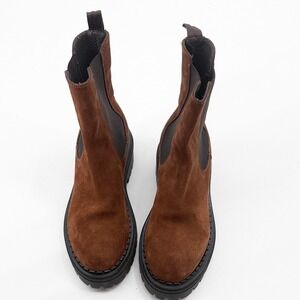 Soldini Made in Italy Brown Suede Chelsea Lug Sole Boots Womens 40 US 9-9.5